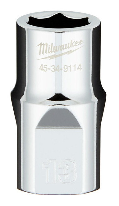Milwaukee 45-34-9114 Socket, 13 mm Socket, 1/2 in Drive, 6-Point, Chrome Vanadium Steel, Chrome [SKU: ORG1388396]