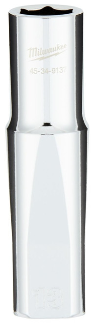 Milwaukee 45-34-9137 Socket, 13 mm Socket, 1/2 in Drive, 6-Point, Chrome Vanadium Steel, Chrome [SKU: ORG1388636]