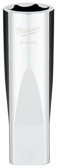 Milwaukee 45-34-9142 Socket, 18 mm Socket, 1/2 in Drive, 6-Point, Chrome Vanadium Steel, Chrome [SKU: ORG1388685]