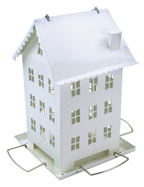 Perky-Pet WFH001 Bird Feeder, Farmhouse, Sunflower, 4-Port/Perch, Metal, White, 10 in H [SKU: ORG7964638]