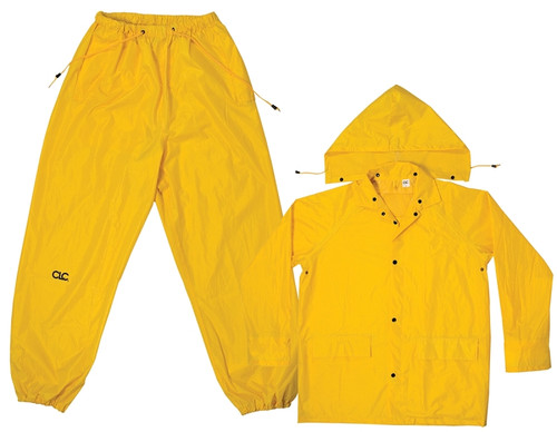 CLC R1022X Rain Suit, 2XL, 170T Polyester, Yellow, Detachable Collar [SKU: ORG3558905]