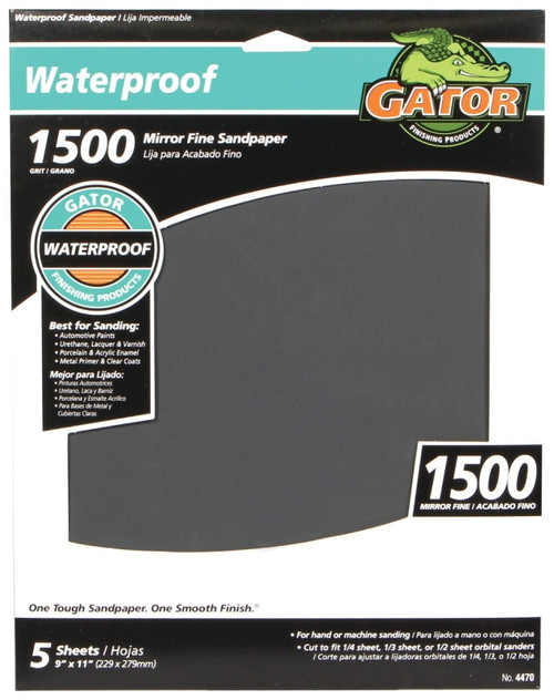 Gator 4470 Sanding Sheet, 9 in L, 11 in W, 1500 Grit, Fine, Silicone Carbide Abrasive [SKU: ORG0690941]