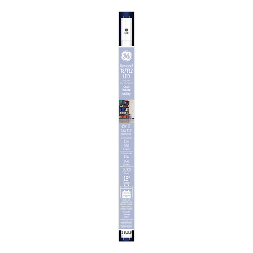 18" T8/T12, 15 W, T8 Tube, 11 W, Cool White, 6/Carton [SKU: GEL37178]