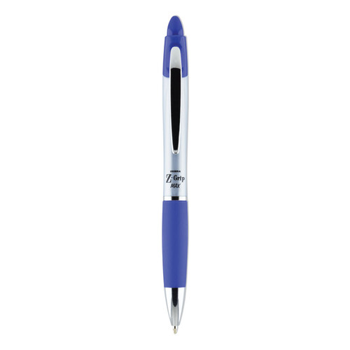 Z-Grip MAX Ballpoint Pen, Retractable, Medium 1 mm, Blue Ink, Silver Barrel, 12/Pack [SKU: ZEB22420]