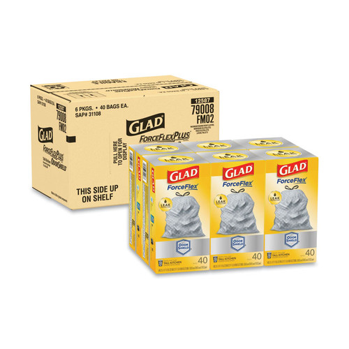 Tall Kitchen Drawstring Trash Bags, 13 gal, 0.72 mil, 23.75" x 24.88", White, 240/Carton [SKU: CLO79008]