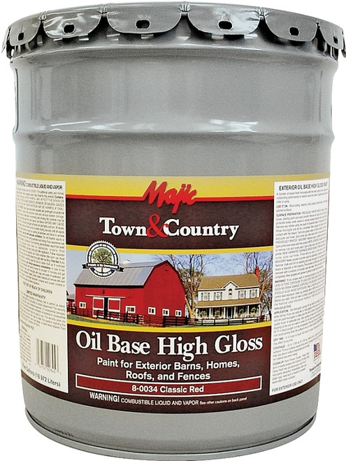 Majic Paints 8-0034-5 Barn and Fence Paint, High-Gloss, Classic Red, 5 gal Pail [SKU: ORG7152721]
