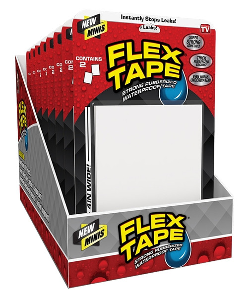 FLEX TAPE TFSWHTMINI Mini Duct Tape, 4 in L, 3 in W, Plastic Backing, White [SKU: ORG9319450]