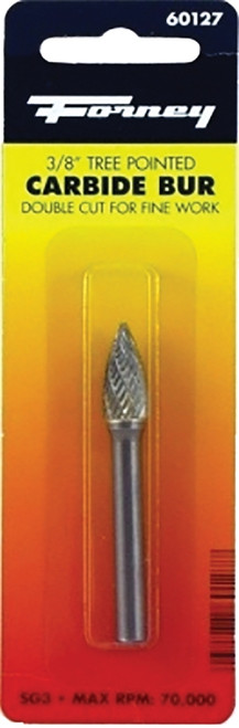 Forney 60127 Burr, 3/8 in Dia Cutting, 1/4 in Shank, Tree Pointed Shank, Tungsten Carbide Cutting Edge [SKU: ORG8910481]