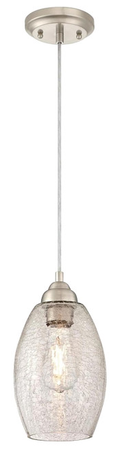 Westinghouse 61057 Mini Pendant, 120 V, 1-Lamp, Incandescent, LED Lamp, Metal Fixture, Brushed Nickel Fixture [SKU: ORG3048667]