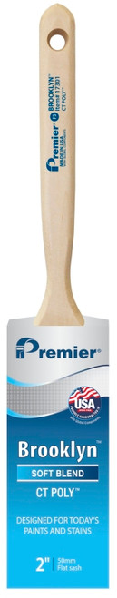 Premier Brooklyn 17301 Paint Brush, 2 in W, Flat Sash Brush, 2-3/4 in L Bristle, Polyester Bristle [SKU: ORG0248989]
