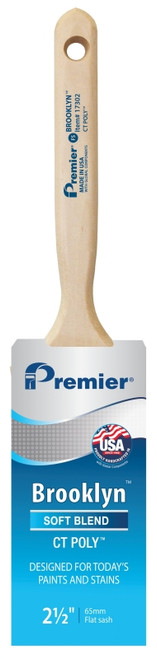 Premier Brooklyn 17302 Paint Brush, 2-1/2 in W, Flat Sash Brush, 3 in L Bristle, Polyester Bristle [SKU: ORG0248997]