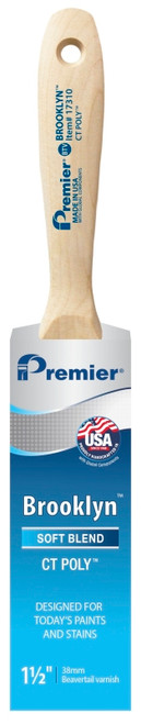 Premier Brooklyn 17310 Paint Brush, 1-1/2 in W, Beavertail Varnish Brush, 2-1/2 in L Bristle, Polyester Bristle [SKU: ORG0249011]