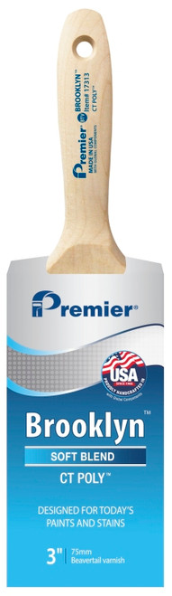 Premier Brooklyn 17313 Paint Brush, 3 in W, Beavertail Varnish Brush, 3 in L Bristle, Polyester Bristle [SKU: ORG0249060]