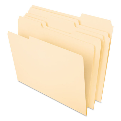 Interior File Folders, 1/3-Cut Tabs: Assorted, Letter Size, Manila, 100/Box [SKU: PFX421013]