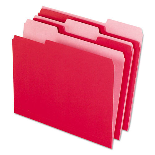Interior File Folders, 1/3-Cut Tabs: Assorted, Letter Size, Red, 100/Box [SKU: PFX421013RED]