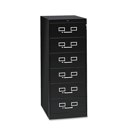 Six-Drawer Multimedia/Card File Cabinet, Black, 21.25" x 28.5" x 52 [SKU: TNNCF669BK]
