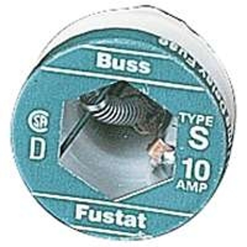 Bussmann BP/S-10 Plug Fuse, 10 A, 125 V, 10 kA Interrupt, Low Voltage, Time Delay Fuse [SKU: ORG7410186]