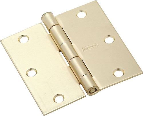 National Hardware N830-230 Door Hinge, Steel, Satin Brass, Non-Rising, Removable Pin, Full-Mortise Mounting, 50 lb [SKU: ORG2048775]