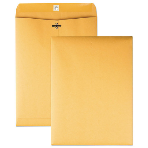 Clasp Envelope, 28 lb Bond Weight Kraft, #90, Cheese Blade Flap, Clasp/Gummed Closure, 9 x 12, Brown Kraft, 100/Box [SKU: QUA37890]