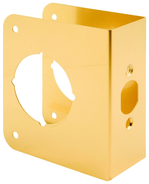Prime-Line U 9556 Lock and Door Reinforcer, 2-3/8 in Backset, 1-3/4 in Thick Door, Brass, Brass, 4-1/2 in H, 3-7/8 in W [SKU: ORG6515563]