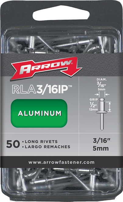 Arrow RLA3/16IP Pop Rivet, Long, 1/2 in L, Aluminum [SKU: ORG6777874]