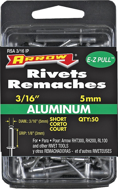 Arrow RSA3/16IP Pop Rivet, Short, 1/8 in L, Aluminum [SKU: ORG6777999]