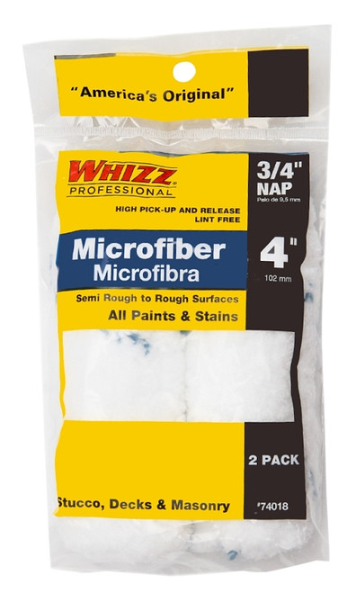 WHIZZ 74018 Mini Roller Cover, 3/4 in Thick Nap, 4 in L, Microfiber Cover [SKU: ORG9443334]