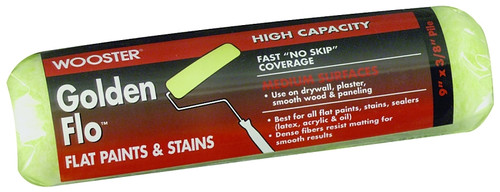 WOOSTER RR660-9 Paint Roller Cover, 3/8 in Thick Nap, 9 in L, Dense Fabric Cover, Yellow [SKU: ORG8158016]