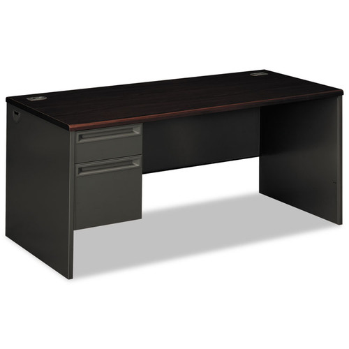 38000 Series Left Pedestal Desk, 66" x 30" x 29.5", Mahogany/Charcoal [SKU: HON38292LNS]