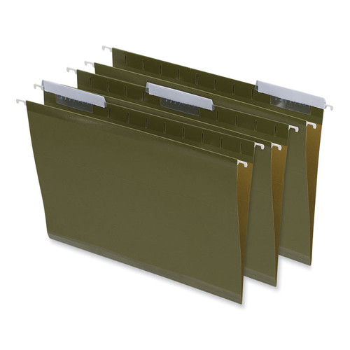 Deluxe Reinforced Recycled Hanging File Folders, Letter Size, 1/3-Cut Tabs, Standard Green, 25/Box [SKU: UNV24113]