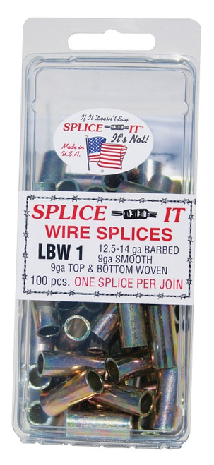 NEW FARM LBW1 Wire Splice, Stainless Steel, For: 12.5 to 14 ga Barbed Wire, 9 ga Top and Bottom Woven Fence [SKU: ORG6636203]