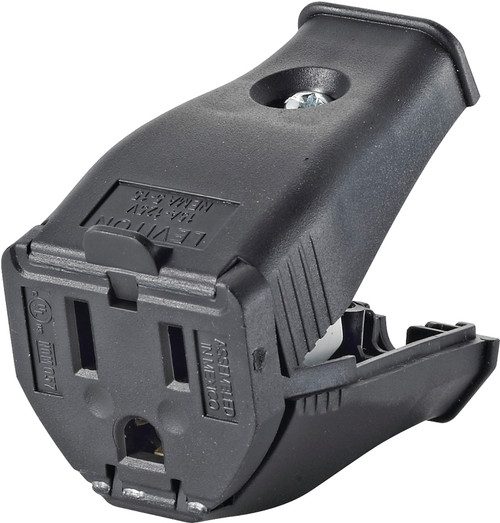 Leviton 000-3W102-00E Cord Connector, 2 -Pole, 15 A, 125 V, Black [SKU: ORG5772660]
