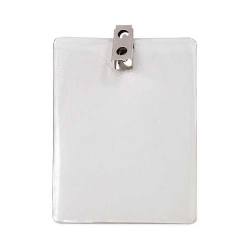 ID Badge Holders with Clip, Vertical, Clear 3.8" x 4.25" Holder, 3.13" x 3.75" Insert, 50/Pack [SKU: AVT75457]