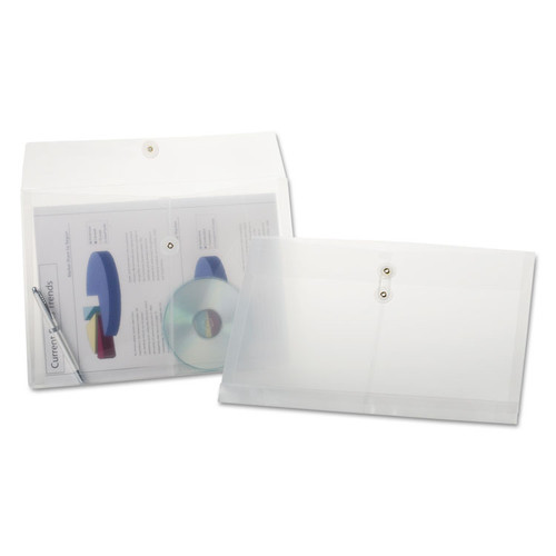 Poly String and Button Envelope, String/Button Closure, 8.5 x 14, Clear, 3/Pack [SKU: PFX638143]