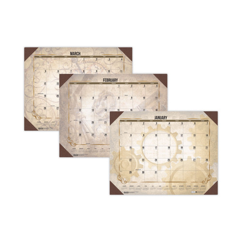 Recycled Vintage Desk Pad Calendar, Vintage Artwork, 22 x 17, Sepia Sheets, Brown Corners, 12-Month (Jan-Dec): 2024 [SKU: HOD157]