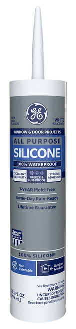 GE Silicone I GE112A Silicone Caulk, White, 10.1 oz Cartridge [SKU: ORG8570384]