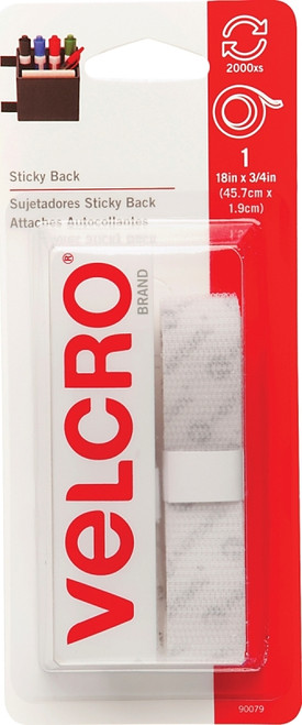VELCRO Brand 90079 Fastener, 3/4 in W, 18 in L, Nylon, White, Rubber Adhesive [SKU: ORG6796403]