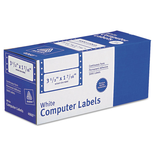 Dot Matrix Printer Mailing Labels, Pin-Fed Printers, 1.44 x 3.5, White, 5,000/Box [SKU: AVE4060]