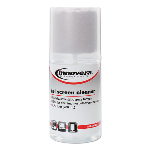 Anti-Static Gel Screen Cleaner, with Gray Microfiber Cloth, 4 oz Spray Bottle [SKU: IVR51520]