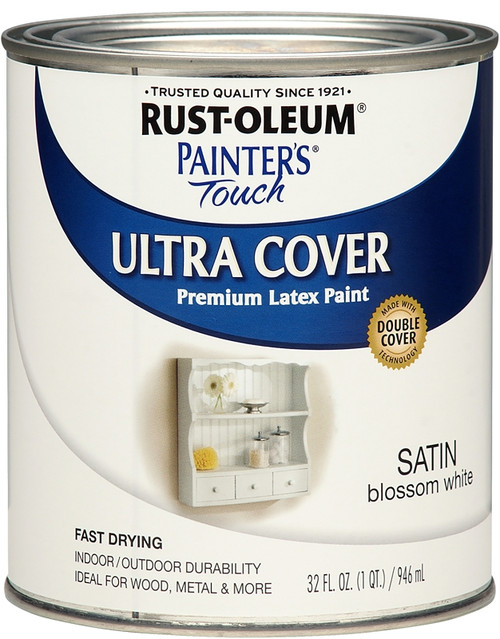 RUST-OLEUM PAINTER'S Touch 267330 Brush-On Paint, Satin, Blossom White, 1 qt [SKU: ORG7448103]