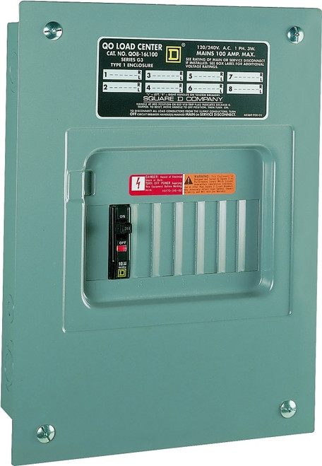 Square D QO QO816L100FCP Load Center, 100 A, 8 -Space, 16 -Circuit, Main Lug, NEMA 1 Enclosure, Plug Mounting [SKU: ORG6925960]