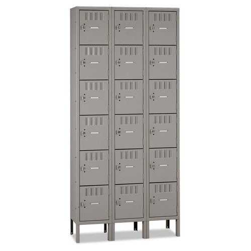 Box Compartments with Legs, Triple Stack, 36w x 18d x 78h, Medium Gray [SKU: TNNBS61218123MG]
