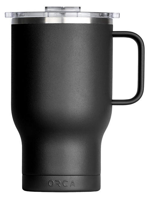 ORCA Traveler Series TR24BK Coffee Mug, 24 oz Capacity, Whale Tail Flip Lid, Stainless Steel, Black, Insulated [SKU: ORG8696544]