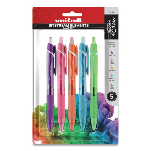 Jetstream Elements Ballpoint Pen, Retractable, Medium 1 mm, Assorted Ink and Barrel Colors, 5/Pack [SKU: UBC70138]