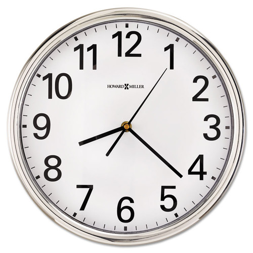 Hamilton Wall Clock, 12" Overall Diameter, Silver Case, 1 AA (sold separately) [SKU: MIL625561]