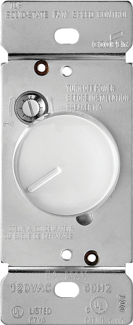 Eaton Wiring Devices RFS5-W-K Rotary Control Switch, 5 A, 120 V, Rotary Actuator, Polycarbonate, White [SKU: ORG7342132]