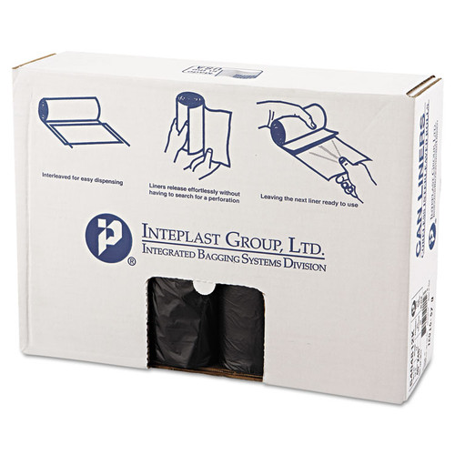 High-Density Interleaved Commercial Can Liners, 45 gal, 12 microns, 40" x 48", Black, 25 Bags/Roll, 10 Rolls/Carton [SKU: IBSS404812K]