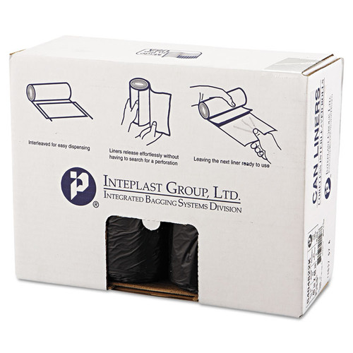 High-Density Interleaved Commercial Can Liners, 45 gal, 22 microns, 40" x 48", Black, 25 Bags/Roll, 6 Rolls/Carton [SKU: IBSS404822K]