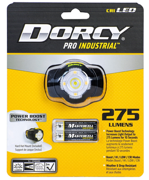 Dorcy Pro 41-2020 Headlamp, AAA Battery, Alkaline Battery, 275 Lumens, 57 m Beam Distance, 7 hr Run Time, Black [SKU: ORG7446313]