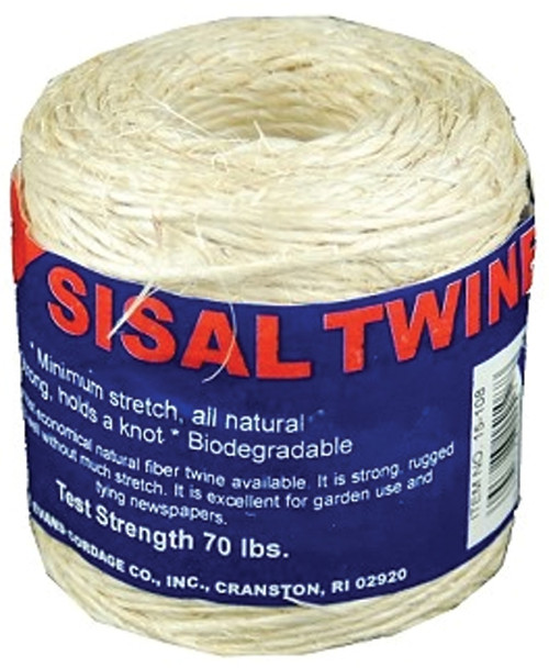 T.W. Evans Cordage 15-209 2-Ply Twine, 300 ft L, Sisal, Natural [SKU: ORG2348431]